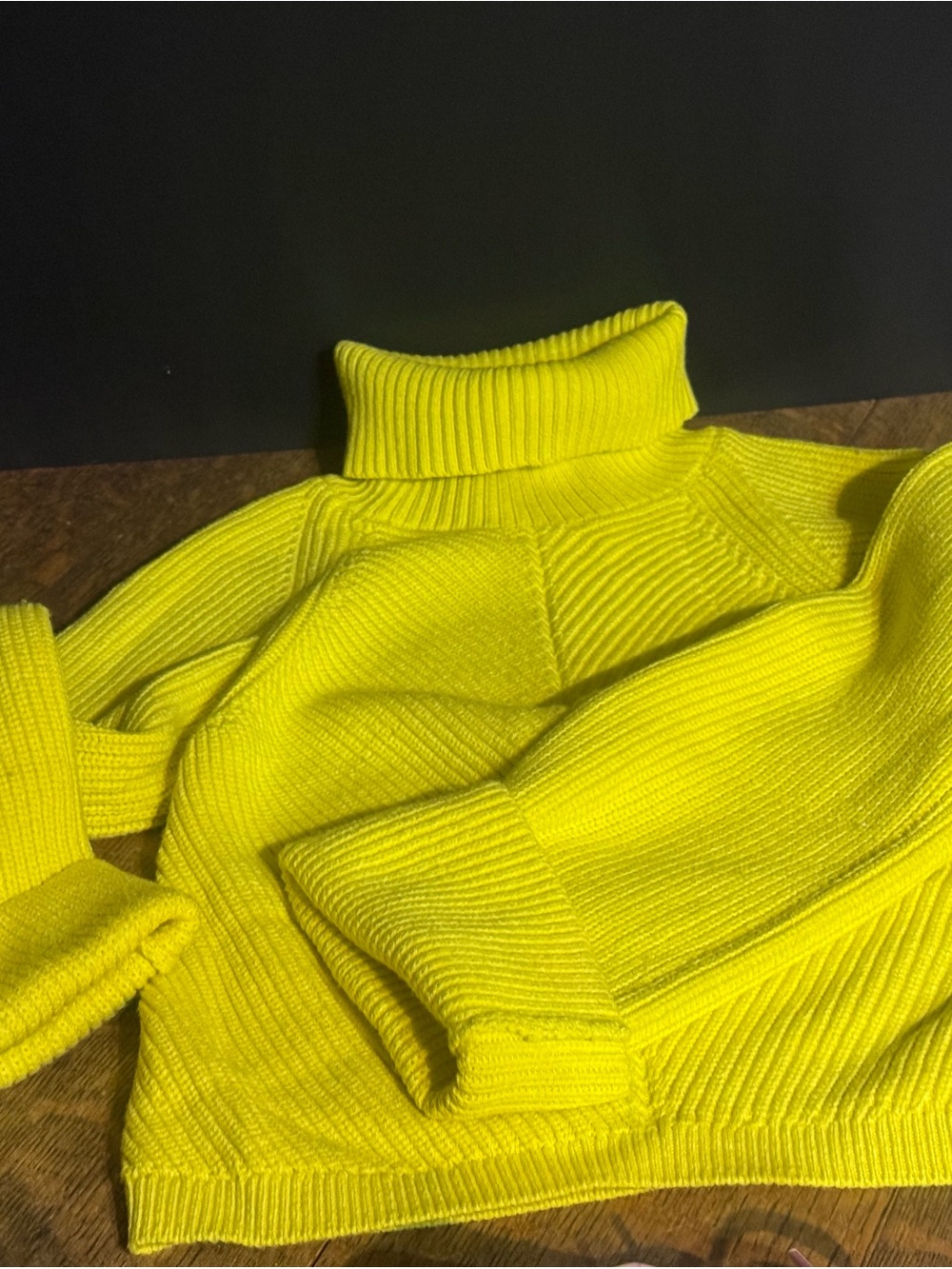 Maeve by Anthropologie Neon Yellow Ribbed Turtleneck Sweater